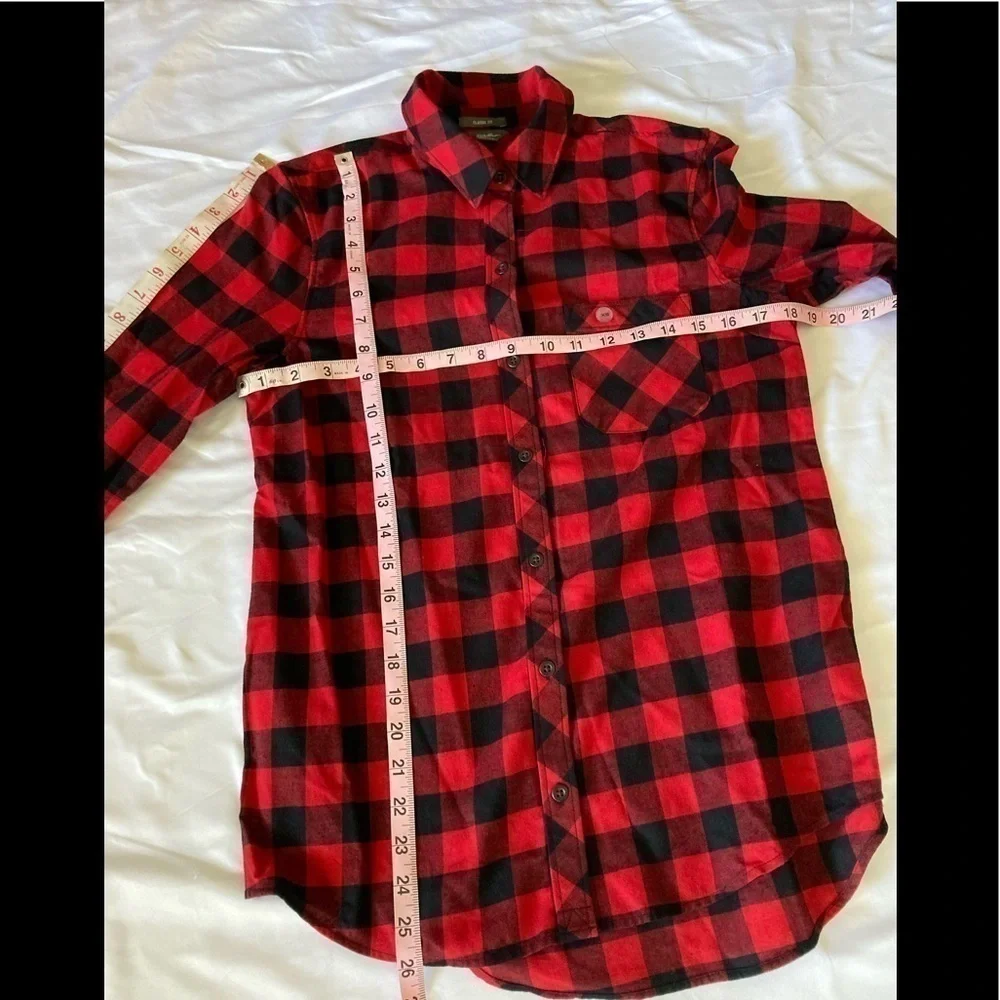 NWT Eddie Bauer Red and Black Plaid Flannel Shirt XS